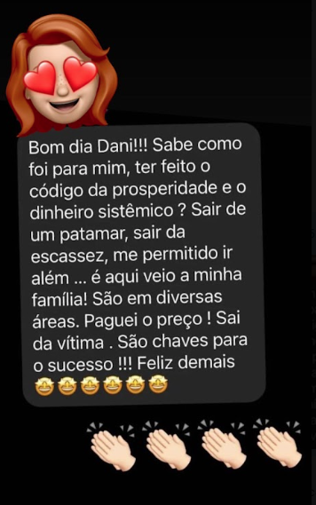 Depoimento de aluna do Códigos de Prosperidade 4